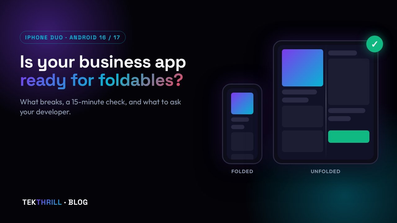 Illustration: a folded and an unfolded phone showing an app layout that adapts to the bigger screen