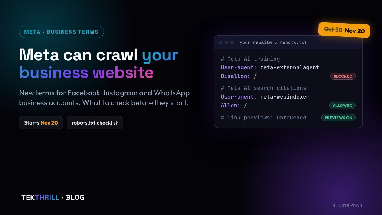 Illustration: a website with a robots.txt file deciding which Meta crawlers may read it